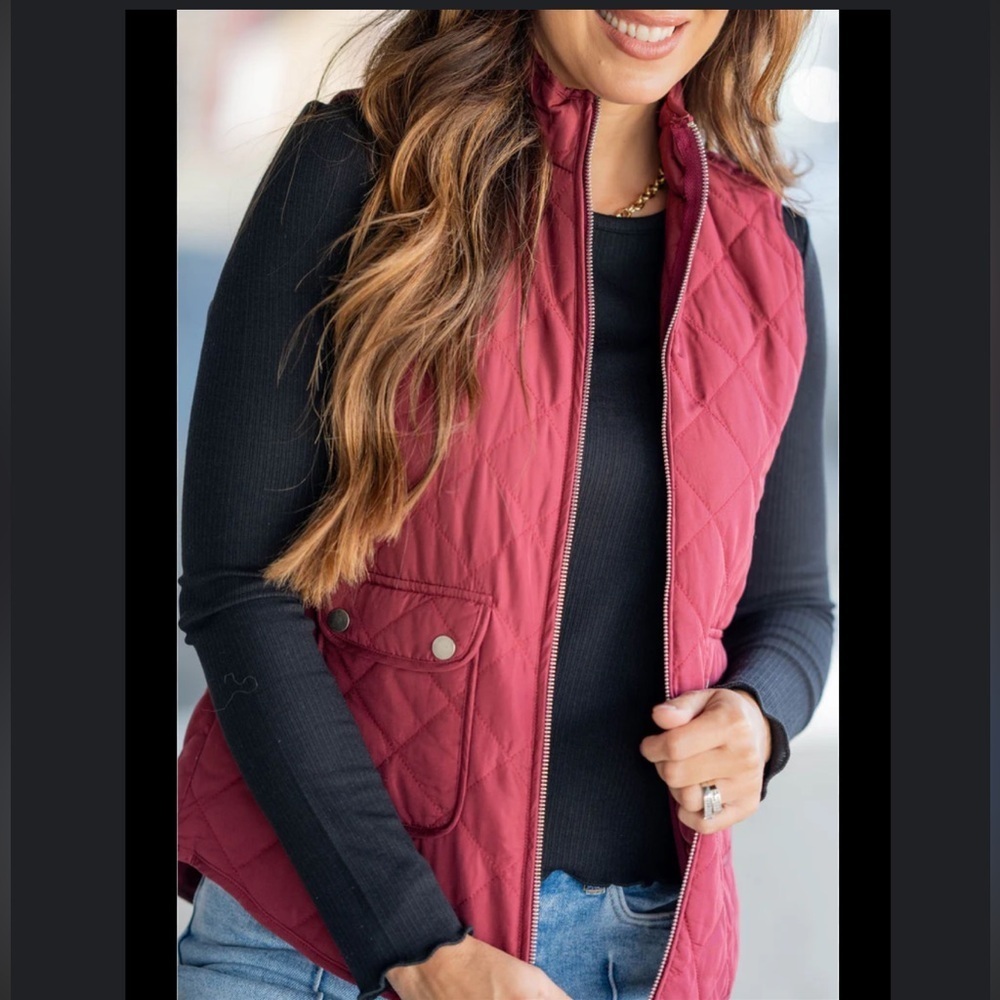 FRANCESCA BLUE‎ RAIN Excursion Quilted Snap Pocket Cottage Core Zip Vest (L)